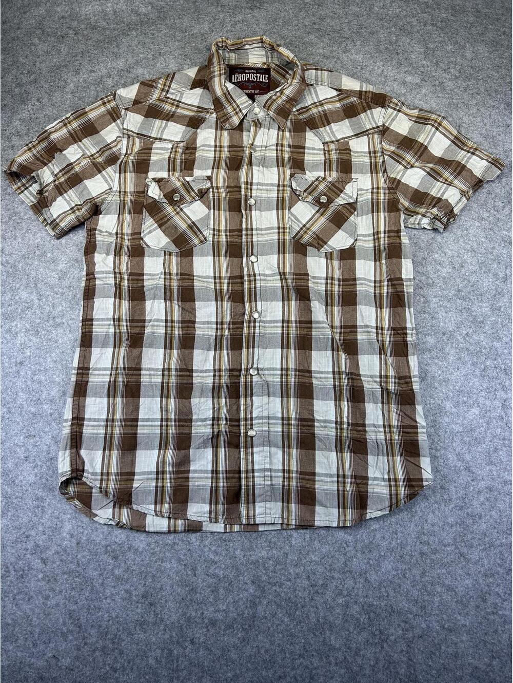 Y2K Pearl Snap Western Shirt Aeropostale Vintage Men's Size M Authentic Fit Farm